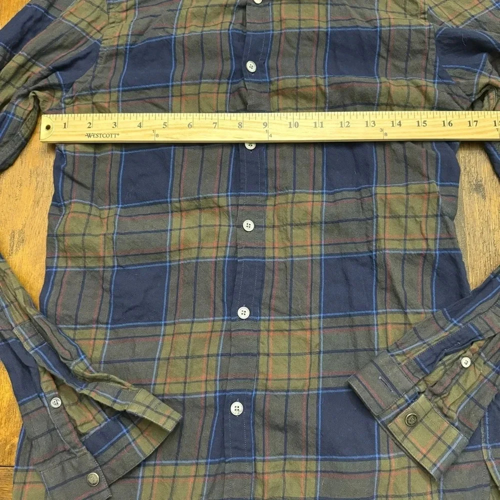 The Kooples button down shirt. XS. Slim flit. Navy/khaki plaid. - Picture 5 of 11